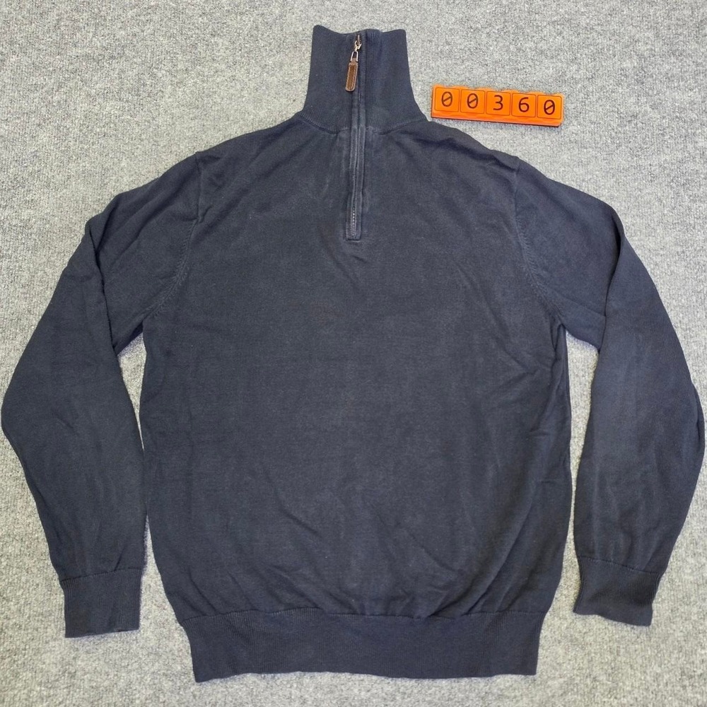 Cambridge Dry Goods Company Quarter Zip Sweater Mens Medium Navy Blue
